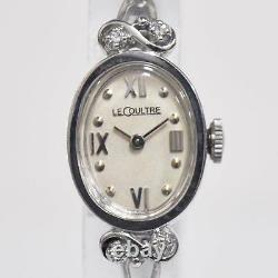 1950 S Vintage LeCoultre 14k or blanc et diamant petite Femmes Cocktail watch