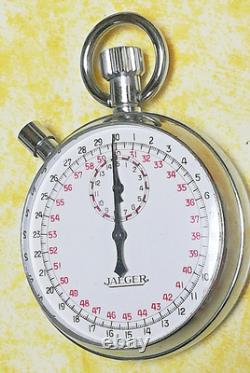 (2430ER) VINTAGE RARE Pocket Watch TIMER JAEGER 1/10 Second SWISS Cal R320