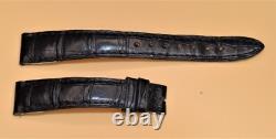 Authentique Jaeger Lecoultre Alligator Cuir Noir Femme Bracelet Montre 14/12mm