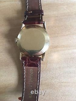 Belle élégante montre vintage de travail LeCoultre bracelet en cuir or 14 carats LIVRAISON GRATUITE