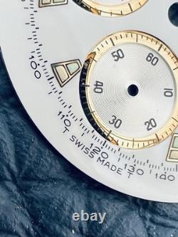 Cadran de montre Jaeger Lecoultre chronographe blanc/or T 26mm NAD sans pieds