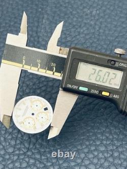 Cadran de montre Jaeger Lecoultre chronographe blanc/or T 26mm NAD sans pieds