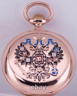 Impérial Russ 18k Or Émail Chronographe Lecoultre Poche Watch-Tsar's Prix