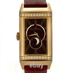 Jaeger Lecoultre Reverso Duetto Moon Montre de dame en or rose et diamants
