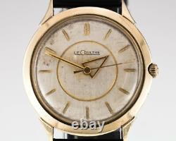 Le Coultre Homme Rempli D'Or Remontage Montre With Cuir Sangle Unique Hands