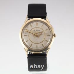 Le Coultre Homme Rempli D'Or Remontage Montre With Cuir Sangle Unique Hands