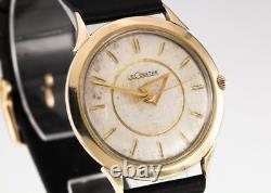 Le Coultre Homme Rempli D'Or Remontage Montre With Cuir Sangle Unique Hands