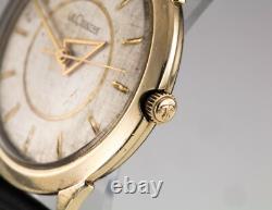 Le Coultre Homme Rempli D'Or Remontage Montre With Cuir Sangle Unique Hands