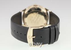 Le Coultre Homme Rempli D'Or Remontage Montre With Cuir Sangle Unique Hands