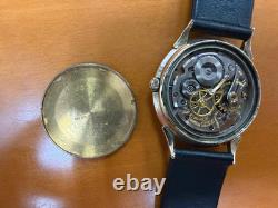 Le Coultre Homme Rempli D'Or Remontage Montre With Cuir Sangle Unique Hands