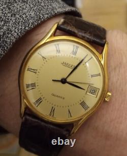 Montre Homme Vintage Jaeger Ronde En Or Jaune 18k Quartz