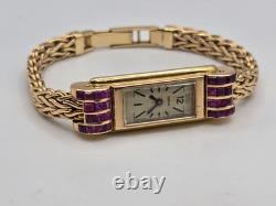 Montre Jaeger-LeCoultre or jaune 18ct saphir rose