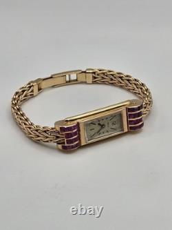 Montre Jaeger-LeCoultre or jaune 18ct saphir rose