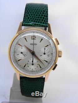 Montre chronographe JAEGER en or 18k mouvement valjoux 72 vers 1950 vintage