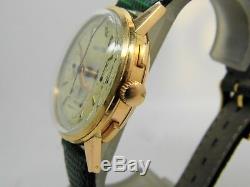 Montre chronographe JAEGER en or 18k mouvement valjoux 72 vers 1950 vintage