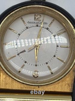 Montre de voyage Jaeger-LeCoultre vintage dorée et bleue fonctionnelle attache