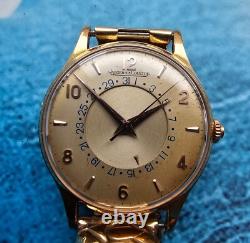 Montre homme vintage Jaeger LeCoultre en or massif 18 carats calendrier pouss