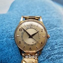 Montre homme vintage Jaeger LeCoultre en or massif 18 carats calendrier pouss