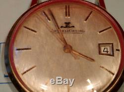 Montre vintage homme Jaeger Lecoultre avec dateur métal doré fonctionne watch
