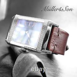 Müller & Son Cordovan cuir 20 mm Marron Bracelet Montre pour Jaeger-LeCoultre Reverso