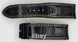 OEM Jaeger Lecoultre Véritable Alligator Montre Cuir Noir Sangle 22/20mm