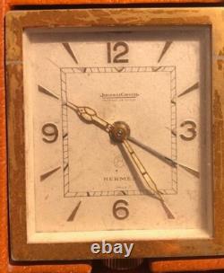 Pendulette Ados Hermès cuir fauve, mouvement Jaeger Lecoultre pour Hermès