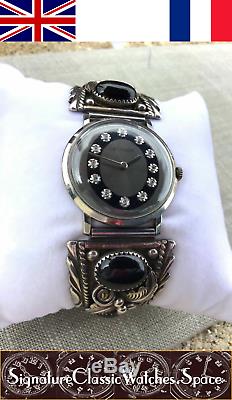 Rare Jaeger-Le Coultre solid white gold wristwatch with diamond dial unisex