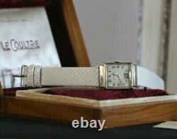 VINTAGE JAEGER LECOULTRE RARE années 1940 10K Or Jaune Rempli Cadran Argent Montre ORIG BOX