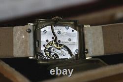 VINTAGE JAEGER LECOULTRE RARE années 1940 10K Or Jaune Rempli Cadran Argent Montre ORIG BOX