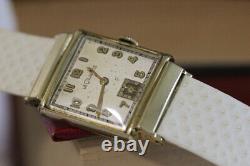 VINTAGE JAEGER LECOULTRE RARE années 1940 10K Or Jaune Rempli Cadran Argent Montre ORIG BOX