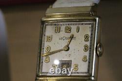 VINTAGE JAEGER LECOULTRE RARE années 1940 10K Or Jaune Rempli Cadran Argent Montre ORIG BOX