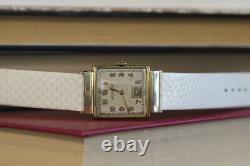 VINTAGE JAEGER LECOULTRE RARE années 1940 10K Or Jaune Rempli Cadran Argent Montre ORIG BOX