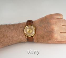Vintage 1950s Homme Jaeger Lecoultre Memovox Montre 18K or Jaune W / Alarme Disc