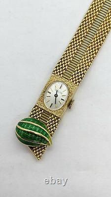 Vintage LeCoultre 14K or Jaune Bracelet Montre Émail Fermoire 62.6 Grammes