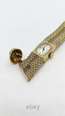 Vintage LeCoultre 14K or Jaune Bracelet Montre Émail Fermoire 62.6 Grammes