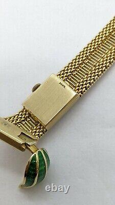 Vintage LeCoultre 14K or Jaune Bracelet Montre Émail Fermoire 62.6 Grammes