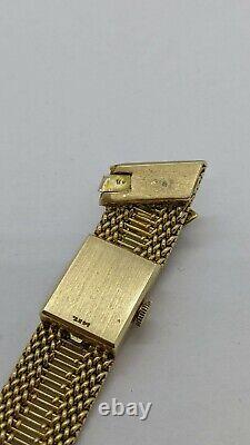Vintage LeCoultre 14K or Jaune Bracelet Montre Émail Fermoire 62.6 Grammes
