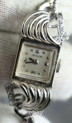 Vintage LeCoultre 18k or blanc et diamant montre femme Circa 1930 S