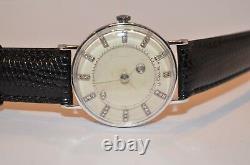 W499-VINTAGE LE COULTRE VACHERON CONSTANTIN Diamant 14K or Blanc DRESS WATCH